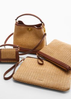 Raffia effect clutch Jute Bags Design, Canvas Bag Design, Woven Clutch, Crutches, Jute Bags, Toiletry Bag, Canvas Bag, Bags Designer, Mango