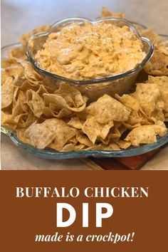 buffalo chicken dip made is a crockpot and it's ready to be eaten