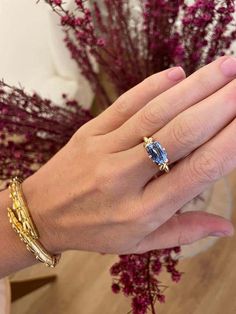 Ceylon Sapphire Ring, Elongated Cushion Cut, Ceylon Blue Sapphire, Ceylon Sapphire, Knot Ring, Cushion Cut, Solitaire Ring, Sapphire Ring, Blue Sapphire