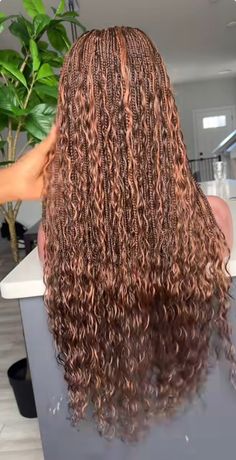 Brown Blonde Goddess Braids, Brown And Honey Blonde Goddess Braids, Goddess Braids Honey Brown, Black Brown And Blonde Goddess Braids, Dark Brown Goddess Braids, Fav Hairstyles, Gorgeous Braids, Boho Knotless, Cute Box Braids