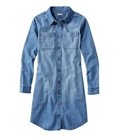 #LLBean: Women's L.L. Bean Heritage Washed Denim Shirt Dress Denim Shirt Dress Women, Cotton Shirts Women, Womens Flannel Shirt, Nordstrom Women, Jean Shirt, Flannel Women, Preppy Casual, Denim Shirt Dress, Boyfriend Shirt