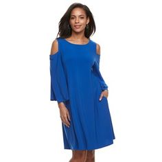 Women's Nina Leonard Oversized Sleeve Cold-Shoulder Dress Formal Cold Shoulder Mini Dress, Elegant Spring Cold Shoulder Midi Dress, Elegant Cold Shoulder Midi Dress For Spring, Elegant Spring Midi Dress With Cold Shoulder, Elegant Off Shoulder Cold Shoulder Dress For Spring, Elegant Cold Shoulder Dress For Spring, Fall Mini Dress With Draped Sleeves, Spring Formal Cold Shoulder Dress, Spring Off-shoulder Mini Dress With Draped Sleeves