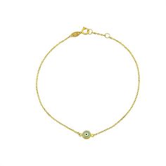 Add an esoteric finishing touch to any ensemble with this Forever 14K enameled evil eye 14k gold bracelet. Add an esoteric finishing touch to any ensemble with this Forever 14K enameled evil eye 14k gold bracelet. FEATURES Length: 7.5 in. + 0.5-in. extender Clasp: spring-ring Metal: 14k gold Finish: polished Packaging: boxed Nickel free Size: 7.5". Gender: female. Age Group: adult. Ring Metal, Gold Enamel, Enamel Jewelry, Metal Rings, Spring Rings, Evil Eye, Gold Finish, Chain Bracelet, Free Size