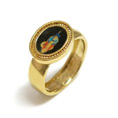 Beautiful custom signet ring inspired by antique ethnic style in 24k gold plating and photograph that is permanently seal so it is completely waterproof. #jonjonjewel #signetring #sealring #ethnicjewelry Luxury Gold Enamel Ring For Ceremonial Occasions, Gold Luxury Ceremonial Enamel Ring, Luxury Gold Ceremonial Enamel Ring, Gold Spiritual Signet Ring For Ceremonial Occasions, Traditional Gold Enamel Ring Gift, Traditional Gold Oval Signet Ring, Traditional Gold Enamel Ring For Gift, Traditional Gold Enamel Ring As Gift, Traditional Gold Enamel Ring For Ceremonial Occasions