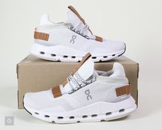 You're looking at the On Cloudnova White Pearl Pecan Cloudtec Athletic Running Shoes. Available in Women's Size(s): 6, 6.5, 8, 9, 9.5, & 11 Condition: These shoes are brand new with box. Handling Time: All of our items ship within 3 business days! Authenticity Guarantee: All items on our store are 100% authentic! Brand: OnModel: On Cloudnova Style Code: 26.99177 Style: Sneaker Type: Athletic Color: White Country/Region of Manufacture: Vietnam Slipper Outfit, On Cloudnova, On Shoes Women, Cloud Shoes, Heels Aesthetic, Cute Nike Shoes, Cute Nikes, Athletic Running, Shoe Closet