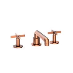 three faucets with two handles in copper