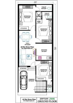 the floor plan for a two story house with an attached garage and living room area