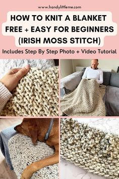 how to knit a blanket free and easy for beginners irish moss stitch includes step by step photo + video