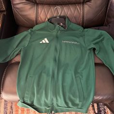 New Never Worn Adidas Jacket Is For Sale. Size Large Casual Green Fleece Jacket For Spring, Green Adidas Winter Track Jacket, Adidas Green Winter Track Jacket, Adidas Green Winter Outerwear, Adidas Green Track Jacket For Spring, Winter Adidas Green Track Jacket, Adidas Green Outerwear For Winter, Sporty Green Sport Coat For Fall, Adidas Green Winter Windbreaker