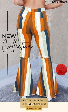 Multicolor Striped Print High Waist Flare Denim Pants Denim Flares, Elevate Your Style, Denim Pants, Your Style, High Waist, High Waisted, Pants, Quick Saves, Trousers