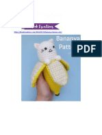 a crocheted banana with a cat on it's back and the words banana patt written below