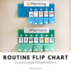 a bulletin board with the words routine flip chart to engage independence and morning on it