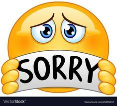 Emoticon with sorry sign Royalty Free Vector Image Wütender Smiley, Animated Smiley Faces, Sorry Images, Kiss Emoji, Images Emoji, Emoji Characters, Love Smiley