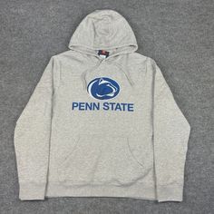 New Fanatics Branded Adult Men L Gray Penn State Nittany Lions Logo Pullover Hoodie College Gray Fleece Hoodie, Gray Fleece Hoodie For College, Gray Collegiate Hooded Sweatshirt, Gray Collegiate Hoodie For Winter, Gray Collegiate Hoodie Sweatshirt, Gray Casual Hoodie For Fans, Casual Gray Hoodie For Fans, Gray Collegiate Hooded Hoodie, Gray Winter Fan Gear Hoodie