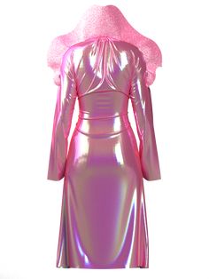 The dress draws inspiration from doll’s glitter and iridescent fashion, features a ruffle under the bust, high neck, glitter fan around the shoulders and is knee-length. The sleeve seam is open so as to make a sagging sleeve. THIS IS A DIGITAL ITEM, IT ONLY EXISTS DIGITALLY AND WILL BE APPLIED TO YOUR PHOTO(s) Color: pink. Material: digital latex. Digital clothes fit all sizes. About the collection: IMOANA’s collection was inspired by infamous premiere featuring iconic pink aesthetic, glitter an Iridescent Fashion, Iridescent Fabric, Dress Drawing, Sport Chic, Chic Dress, Pink Aesthetic, High Neck, Knee Length, Couture