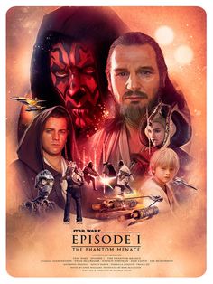 the poster for star wars episode i, featuring darth vader and other characters