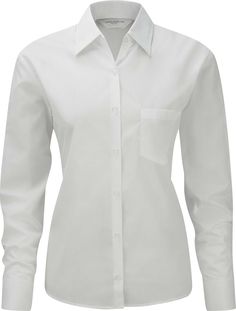 Camisa de senhora em popeline de manga comprida-Branco-XS-RAG-Tailors-Fardas-e-Uniformes-Vestuario-Pro Poplin Blouse, Business Shirts, Professional Look, Poplin Shirt, Work Attire, Cotton Poplin, Color Matching, Women Long Sleeve, Work Wear