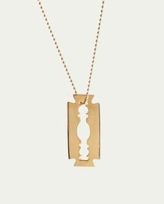 BLOCK BLADE NECKLACE – JOHNNY NELSON Blade Necklace, Box Chain, Arrow Necklace, Fashion Inspiration, Gold Necklace, Gold Plate, Plating, Yellow Gold, White Gold