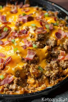 a casserole dish with meat and cheese on it is ready to be eaten