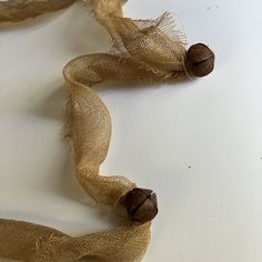 two pieces of burlock tied together on a table