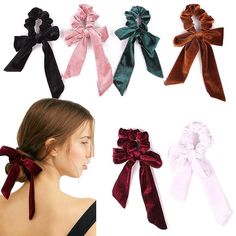 Amazon.com : 6Pcs Hair Scrunchies Bowknot Velvet Elastics Hair Bands Scrunchy Hair Rope Ties Hair Bow Ponytail Holder Accessories for Women Girls : Beauty & Personal Care Twisted Turban Headband, Perfect Ponytail, Natural Hair Accessories, Bow Ponytail, Pony Style, Hair Supplies, Rhinestone Hair Clip, Ear Hair, Velvet Hair