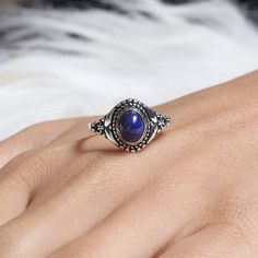 "Lapis Lazuli Ring, 925 Sterling Silver Ring, Oval Shaped Ring, Boho Silver Ring, September Birthstone Ring, Handmade Jewelry, Gift For Her Gemstone Name -  Lapis Lazuli  Stone Quality - AAA Ring Weight - 2.66  gm Stone Shape - As shown in the picture Ring Size - All Ring Size Available    You'll get the exact product as shown in the pictures We serve complete 925 sterling silver Jewelry and genuine properties of the stone. The products are dispatched from the small business from USA. Product Qu Picture Ring, Blue Gemstone Ring, September Birthstone Rings, Handmade Silver Jewelry, Blue Gemstone Rings, Bohemian Ring, Lapis Lazuli Ring, Lapis Lazuli Stone, Bohemian Rings