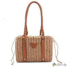 Bird in Bag - Large capacity woven tote bag new retro minimalist handbag woven straw women's bag Trendy Woven Rectangular Satchel, Trendy Rectangular Woven Satchel, Trendy Rectangular Straw Bag For Daily Use, Trendy Square Straw Bag, Daily Use Straw Bag, Trendy Basket Shoulder Bag With Braided Handles, Daily Use Straw Bags, Beige Basket Bag With Top Carry Handle, Trendy Rectangular Woven Bucket Bag