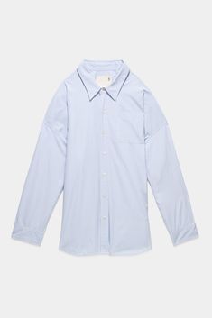 Classic drop neck shirt Front pocket/ button up Slightly oversized Blue/white pinstripe 100% Cotton Model is 5’11” and wearing size M Bust 34”; waist 24”; hips 35” Machine wash cold, Do not tumble dry Imported R13W7469-302 This style runs slightly large. If in between sizes, we recommend sizing down. Oversized Light Blue Shirt For Work, Casual Pinstripe Tops With Button Cuffs, Collared Pinstripe Tops For Daywear, Oversized Blue Top With Striped Collar, Pinstripe Collared Tops For Daywear, Pinstripe Tops With Pockets For Work, Blue Oversized Top With Striped Collar, Oversized Top With Striped Collar For Work, Oversized Pinstripe Tops For Spring