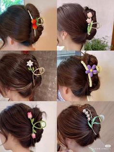 Claw Clips Aesthetic, Hair Styles Cute, Hair Styles Long Hair, Designer Hair Accessories, Diy Hair Accessories Ribbon, Fancy Jewellery Designs