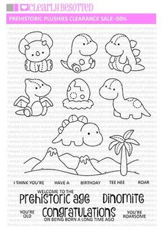 a clear rubber stamp with different animals on it