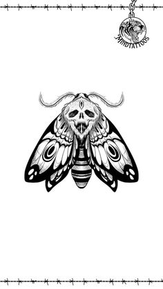 a black and white drawing of a moth