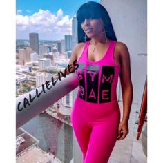 Gym Bae: Workout Pink Cotton Leotard & Fleece Legging Set Bodysuit Dripping In Black Wet Vinyl Print Workout, Sweat & Look Like Bae In This Racer Back Tank Body Suit Bodysuit M: Length: 25" Bust: 26" Pants Measure: S/M: Inseam: 27" Waist: 22-28” Model: L: 39-28-43 Color May Vary Slightly Due To Monitor Care: Handwash & Hang Dry & Iron Inside Out Look Like Bae In This Pink Callie Gym Workout Leotard Bodysuit And Fleece Leggings. Box K #1027 Workout Leotard, Body Suit Bodysuit, Workout Sweat, Leotard Bodysuit, Fleece Leggings, Vinyl Print, Body Suit, Pink Cotton, Leotards