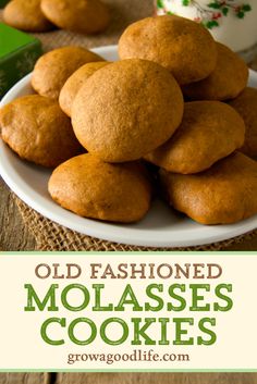 old fashioned molassses cookies on a white plate