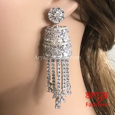 Cubic Zirconia Party earrings Stones Earrings, Chandbali Earrings, Party Earrings, Light Weight Earrings, Earrings Silver, Stone Earrings, African Fashion, Colored Diamonds, New Product