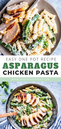 an easy one pot recipe for asparagus and chicken pasta