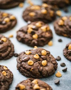 Luscious morsels of peanut butter and chocolate chips are bursting inside these rich and chewy, fudgy double chocolate cookies and for a even more peanut buttery kick, drizzles of peanut butter can be added. ​ ​Oh My Gosh!