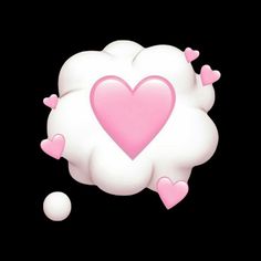 a heart shaped cloud floating in the air with pink hearts on it's side