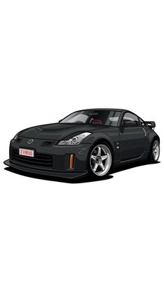 a black sports car parked in front of a white background