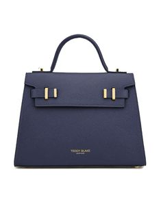 Ava Gold 11" - Blue Jeans – Teddy Blake Teddy Blake Handbags, Vogue Wallpaper, Teddy Blake, Ladies Luncheon, My Style Bags, Fashion Basics, Perfect Purse, Round Handle, Embroidered Tote