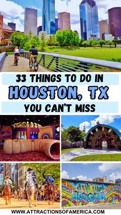 three photos with the words 3 things to do in houston, tx you can't miss