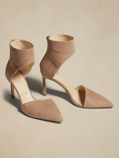 An iconic silhouette, this sculptural heel is exquisitely crafted in Italy, designed using sturdy, soft suede to create a look that will remain a wardrobe staple, season after season.  Suede leather uppers.  Lambskin leather lining.  Stiletto heel. Fall Open Heel Wrapped Heels, Suede Ankle Strap Heels For Fall, Beige Suede Open Heel Heels, Beige Suede Heels With Open Heel, Fall Suede Ankle Strap Heels, Fall Suede Heels With Ankle Strap, Suede Ankle Strap Heels With Reinforced Heel, Beige Suede Heels With Reinforced Heel, Suede Heels With Medium Width And Pointed Toe