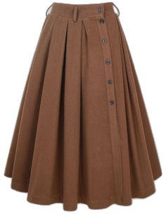 Fall A-line Skirt With Buttons, Elegant Brown Skirt With Buttons, Brown Knee-length Skirt With Button Closure, Knee-length Buttoned Skirt, Solid Knee-length Skirt With Buttons, Fall Skirt With Button Closure, Buttoned Flared Skirt, Solid Color Skirt With Button Closure For Fall, Solid Skirt With Button Closure For Fall