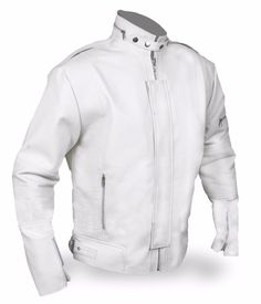 Product Specifications: Material: Real Leather Internal: Viscose Lining Collar: Stand Up Snap Tab Front: Zipper Closure Cuffs: Zipper Cuffs Pockets: Two Outside, Two Inside Color: White Punk Leather Jacket, Urban Jacket, Punk Man, Mens Leather Jackets, Men's Leather Jackets, Best Leather Jackets, Leather Jackets For Men, White Leather Jacket, Fairytale Fashion