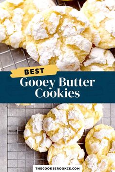 the best gooey butter cookies are made with powdered sugar on top and covered in powdered sugar