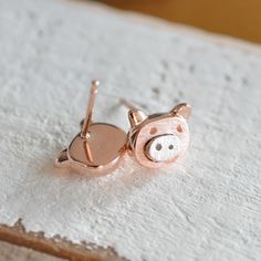 Adorable Pig Earrings in Rose Gold Silver Pig Earrings Pig | Etsy Pig Earrings, Fox Earrings, Dragon Earrings, Pretty Rose, Year Of The Pig, Gold Face, Pig Lovers, Dragon Jewelry, Pretty Roses