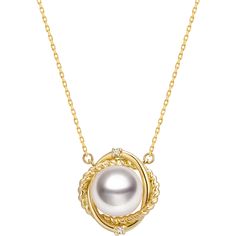 Elegant and Timeless Akoya Pearl Necklace 18K solid yellow gold Akoya saltwater cultured pearl Size: 8.0-8.5mm, 1pc Weight of diamonds: 2 diamonds, around 0.02 carat in total Chain length: 42cm + 3cm (adjustable) Handpicked of every pearl, only top 1% of pearls are selected Handcrafted Lifetime warranty Diamond Knot Necklace, Diamond Knot, Akoya Pearl Necklace, Pearl Jewels, Akoya Pearls, Knot Necklace, Jewellery Designs, Pearl Size, Creative Arts