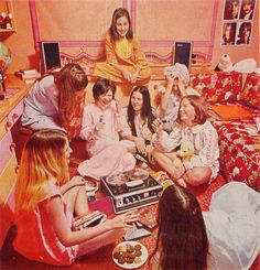 Girls Slumber Party, Lizzie Hearts, Girl Sleepover, 1960's Fashion, I'm With The Band, Sleepover Party, Slumber Party