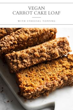 vegan carrot cake loaf with streusel topping