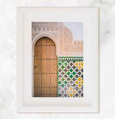 Alhambra Palace, Door, Arabic Carvings, Colorful Tiles, Andalucia, Spain, Architecture, Travel, Europe, Elegant, Home Decor, Wall Art Spain Architecture, Rome Art Print, Colorful Tiles, Alhambra Palace, Africa Photography, Wood Arch, Andalucia Spain, Vertical Wall Art, Colourful Tile