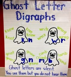 a sign with writing on it that says, ghost letters are silent you see them but you don't have them